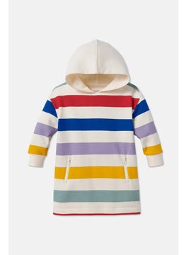 Tchibo Kids Girl Hooded Long Sleeve Striped Sweatshirt, Beige Combo  - Image 2
