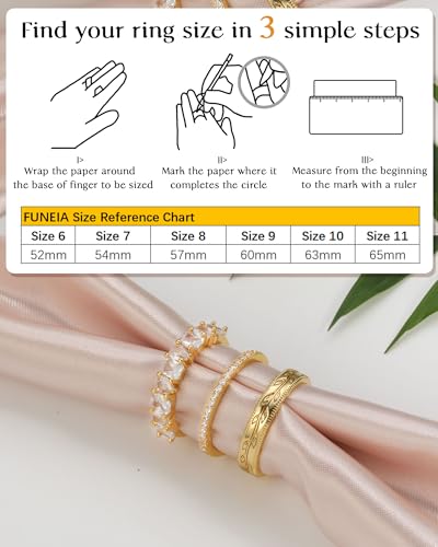 FUNEIA Stackable Gold Rings for Women Non Tarnish Chunky 14K Gold Plated Rings that Don't Tarnish Engagement Cubic Zirconia Ring Set Stack Dainty Pinky Wedding Bands Thumb Rings Gold Jewelry Size 6-11 - Image 5