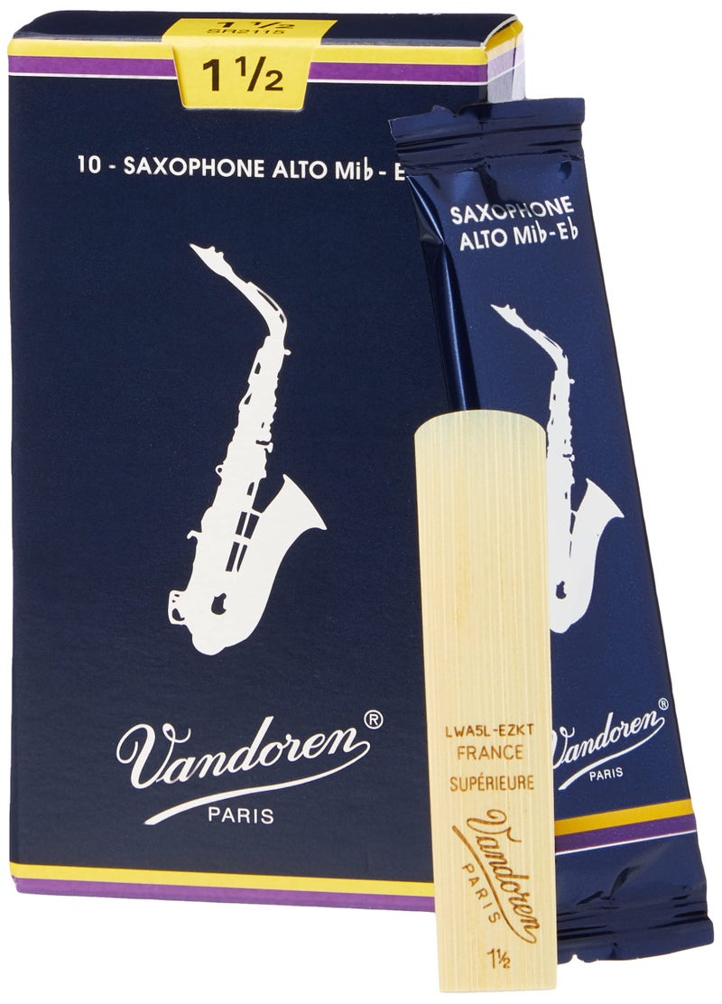 Vandoren SR2115 Alto Sax Traditional Reeds Strength 1.5; Box of 10 - Image 1