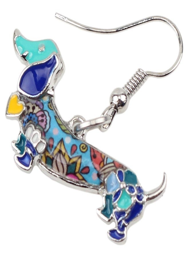 NEWEI Enamel Alloy Dachshund Dog Earrings Dangle Drop Fashion Cute Animal Jewelry For Women Gifts Charms (Blue) - Image 4