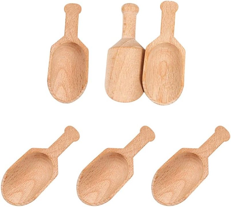 ccHuDE 6 Pcs Mini Wooden Scoops Small Bath Salts Spoon Candy Spoon for Spices Tea Coffee Beans - Image 1