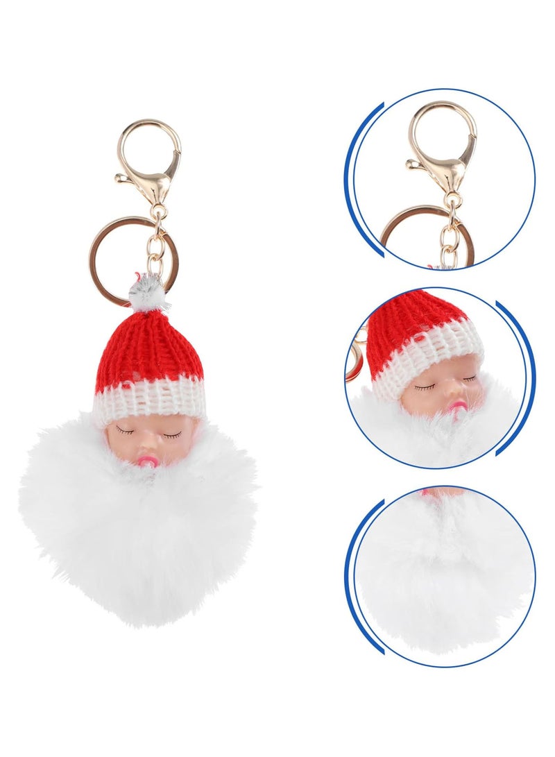 GGOOT Christmas Faux Fur Ball Keychain: 2Pcs Plush Pompom Keychain Fur Ball Keyring Baby Shower Keychain Gift for Car Key Bag Purple Decor - Image 5