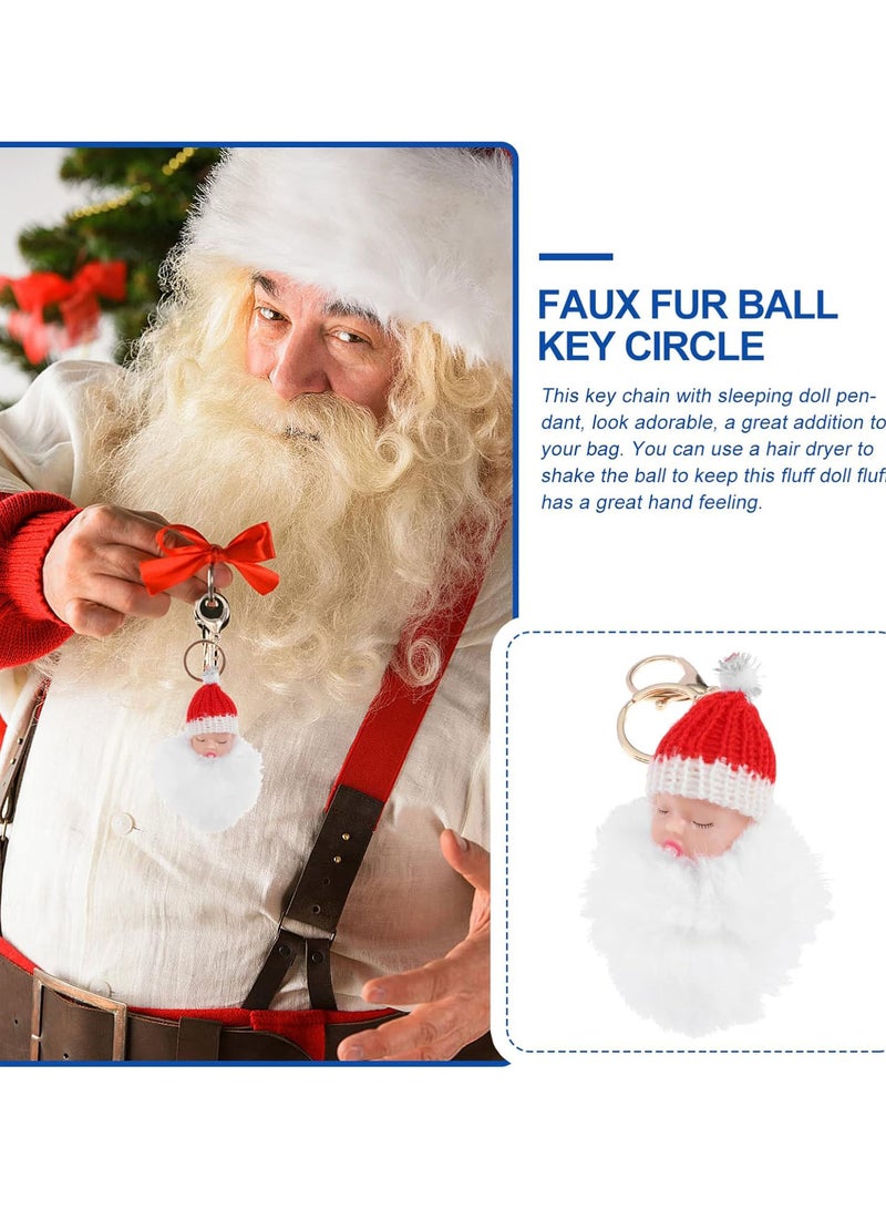 GGOOT Christmas Faux Fur Ball Keychain: 2Pcs Plush Pompom Keychain Fur Ball Keyring Baby Shower Keychain Gift for Car Key Bag Purple Decor - Image 2