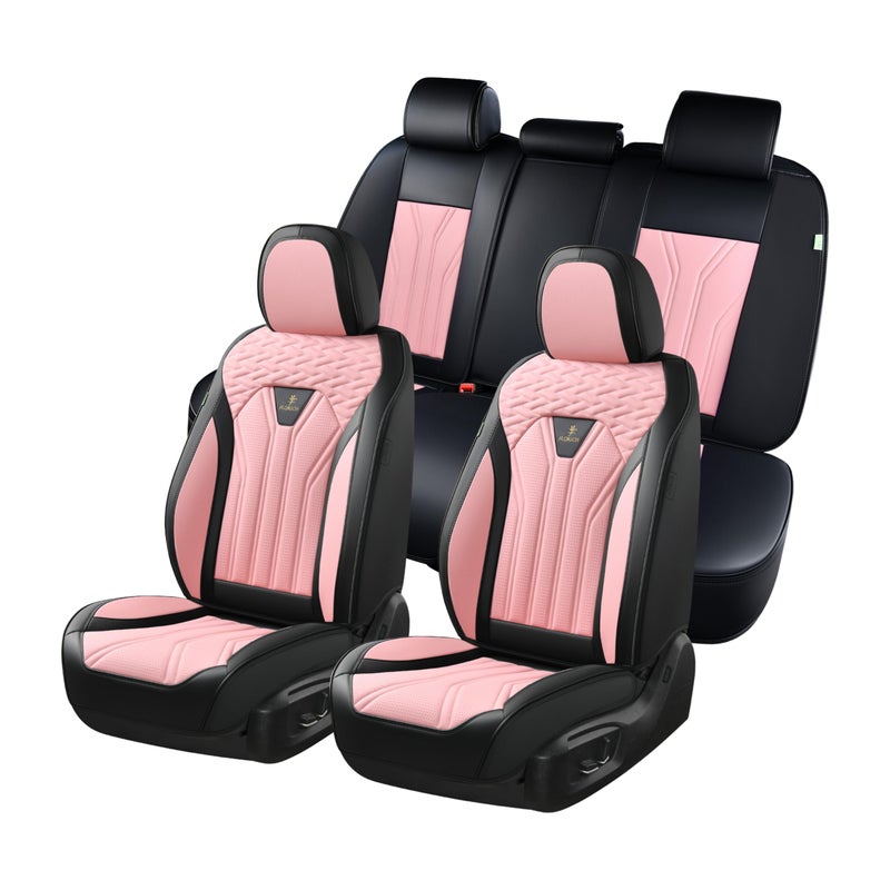 FLORICH Leather Seat Covers, Car Seat Covers Full Set, Car Seat Protectors 5 Seats, Pink Driver Seat Covers Fit for Most Cars Trucks SUV - Image 1