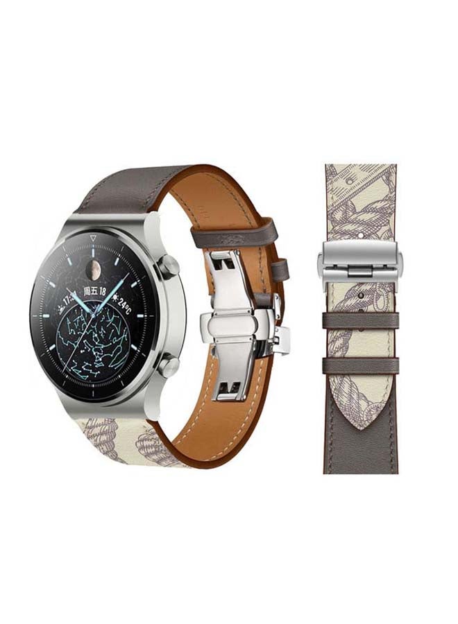Perfii Genuine Leather Replacement Band For Huawei Watch GT2 Pro 22mm Grey - Image 1