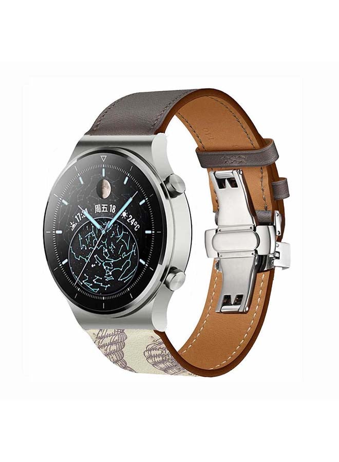 Perfii Genuine Leather Replacement Band For Huawei Watch GT2 Pro 22mm Grey - Image 2