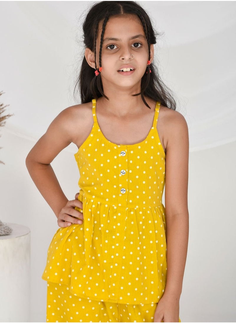 babyqlo Cotton polka dots spaghetti top and palazzo set for girls  - Image 5