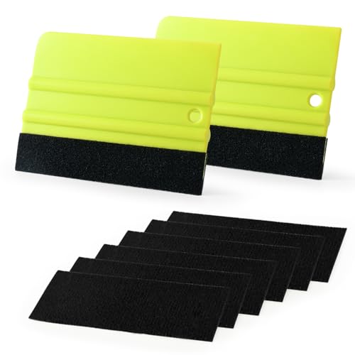 Gomake 2PCS Vinyl Wrap Squeegee with 6PCS Squeegee Felt Fabric for Tint Film Decal Squeegee Application Tool Vinyl Wrap Installation Wallpaper Smooth Tool (Green) - Image 1