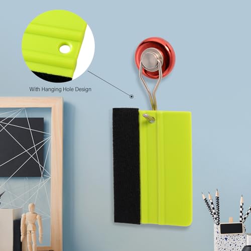 Gomake 2PCS Vinyl Wrap Squeegee with 6PCS Squeegee Felt Fabric for Tint Film Decal Squeegee Application Tool Vinyl Wrap Installation Wallpaper Smooth Tool (Green) - Image 4