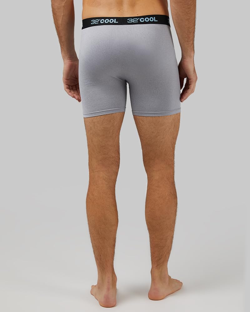 32 Degrees Cool Mens 4-PACK Quick Dry Performance Boxer Brief With Comfort Elastic Waistband, 2 Black/2 Icy Grey Heather, Medium - Image 4