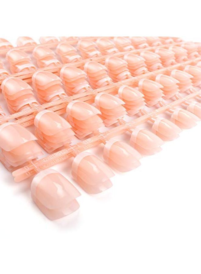 LIARTY S 12 Different Size Natural French Short False Nails Acrylic Full Cover Nails With Simple Case  - Image 2
