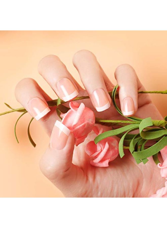 LIARTY S 12 Different Size Natural French Short False Nails Acrylic Full Cover Nails With Simple Case  - Image 4