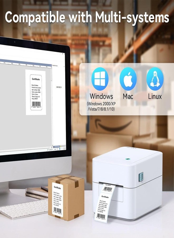 iDPRT طابعة ملصقات iDPRT - طابعة حرارية 3 بوصة للشركات الصغيرة، تطبع أنواعًا مختلفة من الملصقات عبر منفذ USB أو شبكة LAN، طابعة باركود للمستودعات والمكاتب والأسواق، تدعم أنظمة متعددة - Image 2