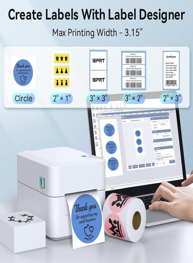 iDPRT طابعة ملصقات iDPRT - طابعة حرارية 3 بوصة للشركات الصغيرة، تطبع أنواعًا مختلفة من الملصقات عبر منفذ USB أو شبكة LAN، طابعة باركود للمستودعات والمكاتب والأسواق، تدعم أنظمة متعددة - Image 4