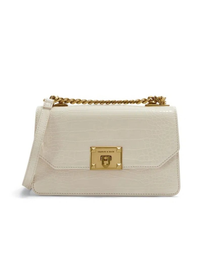 Charles & Keith Charles & Keith Flap Crocodile Print Tote Crossbody Shoulder Bag  - Image 1
