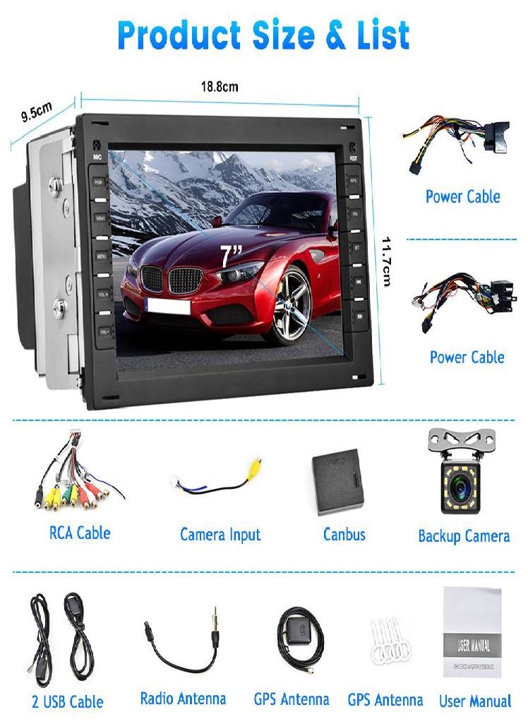 Eckek - Hikity Android 9.1 2 Din 7 Inch Car Radio Autoradio For VW Bora Polo MK5 Sharon Jetta MK4 Citi Chico GPS WIFI Mirror Link Rear View Bluetooth FM - Image 1