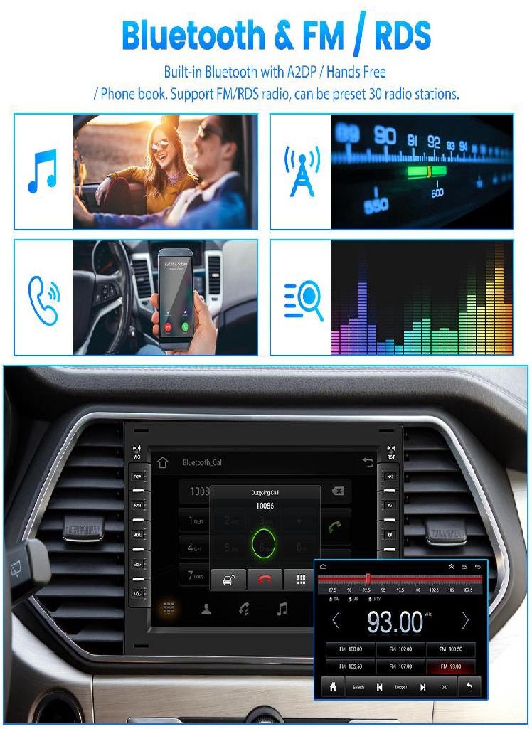 Eckek - Hikity Android 9.1 2 Din 7 Inch Car Radio Autoradio For VW Bora Polo MK5 Sharon Jetta MK4 Citi Chico GPS WIFI Mirror Link Rear View Bluetooth FM - Image 1
