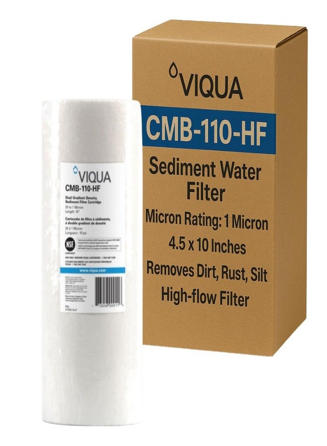 فيكوا فلتر مياه VIQUA CMB-110-HF عالي التدفق 1 ميكرون للرواسب، مقاس 4.5 × 10 بوصات، غطاء فلتر مياه عالمي للمنزل بالكامل مقاس 10 بوصات، يقلل الرواسب والصدأ والأوساخ ويحمي أنظمة الأشعة فوق البنفسجية - Image 1