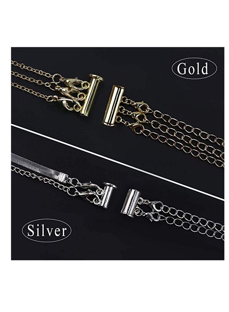 قفل مشبك 4 قطع 2 حجم منزلق لسلسلة العنق وموصل سوار قفل أنبوبي مغناطيسي متعدد الخيوط لسوار سلسلة العنق والحرف اليدوية - Image 3