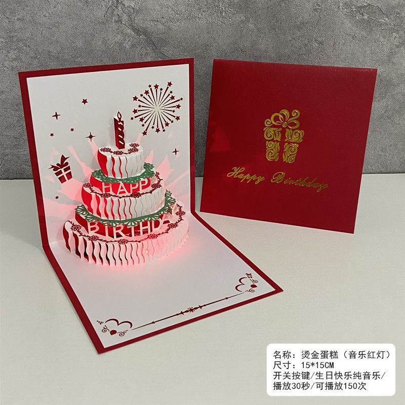 Birthday Music Stereo Greeting Card Sound Greeting Card Recording Greeting Card 3D Paper Carving Creative Small Card For Girls - Image 1