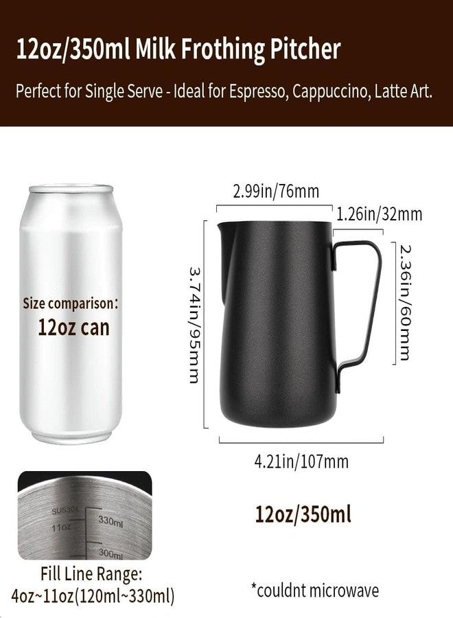 watchget Milk Frothing Pitcher 350ml/600ml/900ml/1500ml (12oz/20oz/32oz/52oz) - Stainless Steel Espresso Steaming Pitcher for Cappuccino, Latte Art, Milk Jug Coffee Frother Cup, Black - Image 2