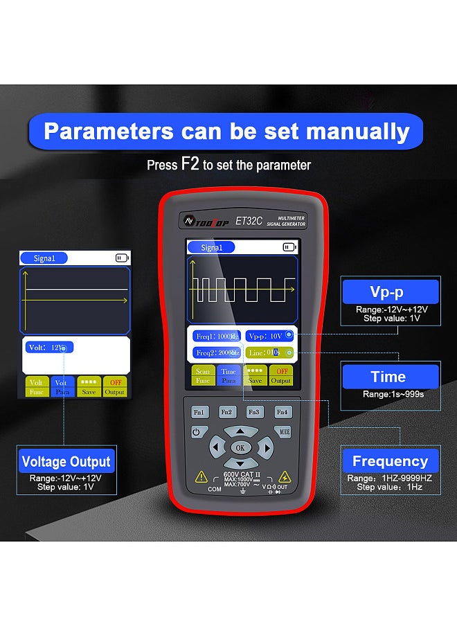 Generic 2in1 Car Signal Generator Multimeter 2.8inch Color Display Comprehensive Coil Solenoid Relay Control Dual Mode Switch Multiple Signal Outputs for Accurate Vehicle Maintenance Audio Coordination  - Image 3