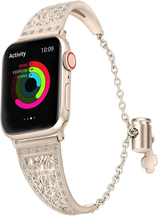 IZONE Apple Watch Stainless Steel Matte Strap for Apple Watch Series 2,3,4,5,6,7,8,9,Ultra (38mm/40mm/41mm, Rose Gold)
