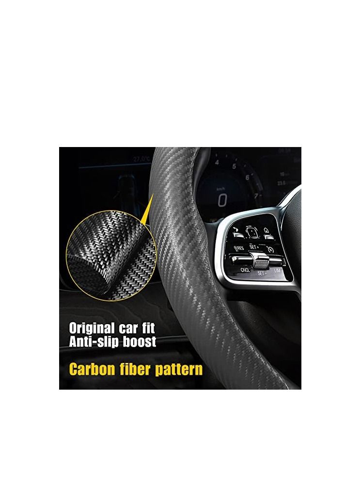 Generic Universal 2 pcs Black Carbon Fiber Steering Wheel Cover - Image 2