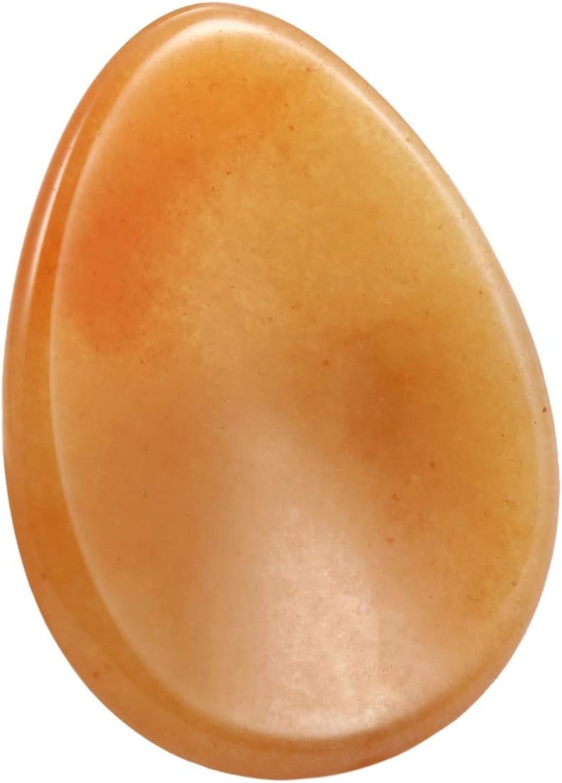 SUNYIK Handcarved Thumb Worry Stone, Polished Palm Pocket Stones Healing Crystals, Teardrop Red Aventurine