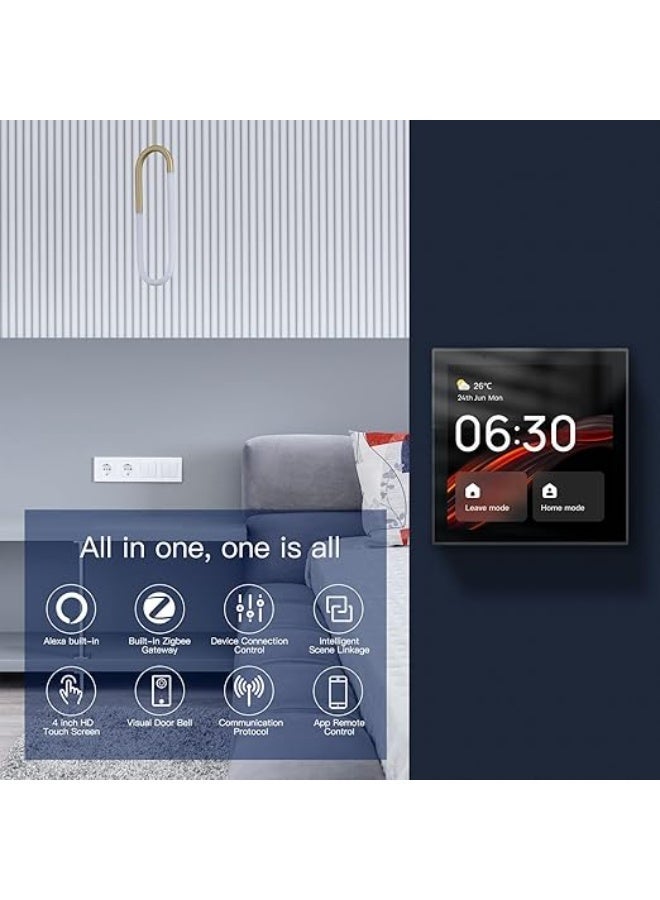 MOES لوحة MOES LN Zigbee – لوحة تحكم ذكية 4" (أسود) | بوابة Zigbee مدمجة، تحكم مركزي متعدد الأجهزة، تكامل تطبيق الحياة الذكية، شاشة لمس مثبتة على الحائط - Image 2