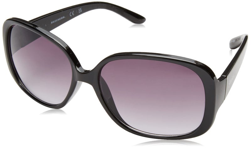 Skechers womens Sea6167 Sunglasses, Shiny Black, 58mm US - Image 5