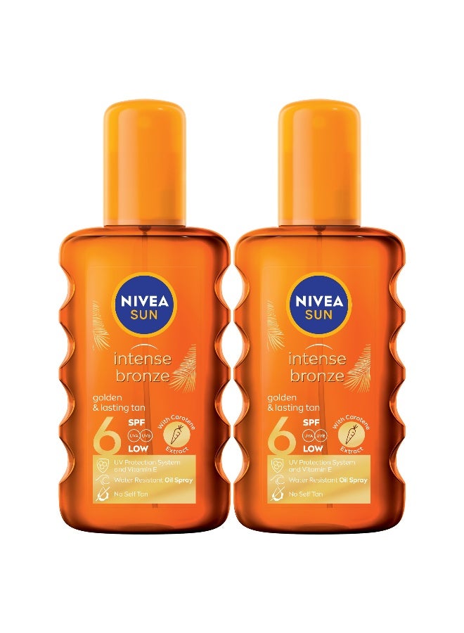 Nivea SUN Intense Bronze Oil Spray SPF 6 with Vitamin E And Jojoba Oil, Hydrating Golden Tan Enhancer, 200ml, Pack of 2 - Image 1