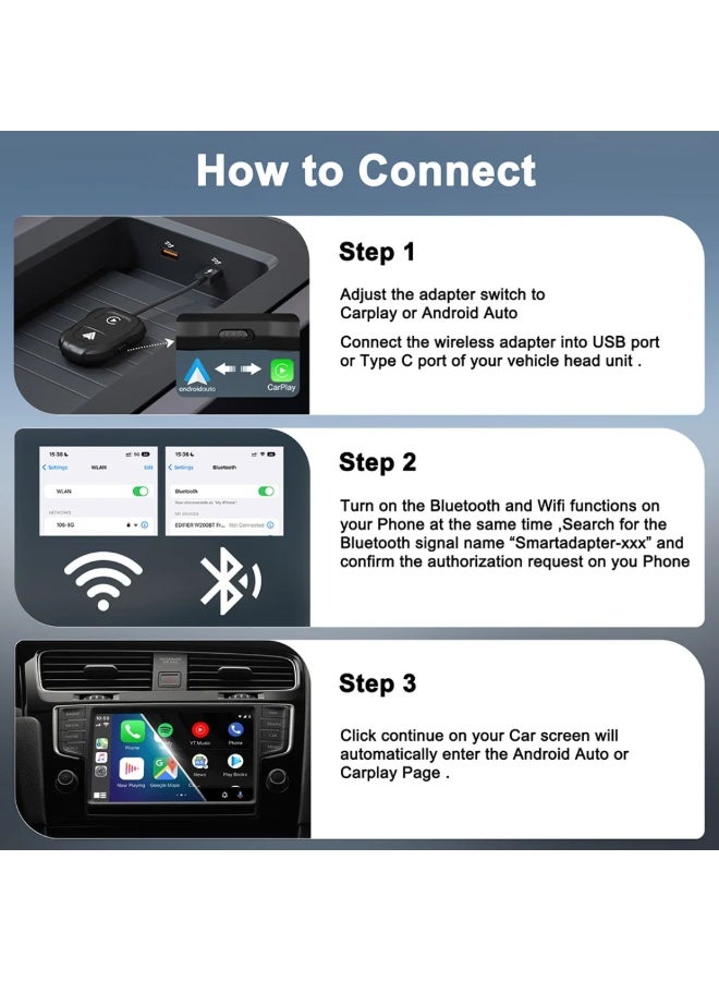 High-Speed Wireless Adaptor Compatible WithCarPlay & Android Auto Adapter – Convert Wired to Wireless for iPhone & Android, Fast Connection, No Lag or Freezing - Image 5