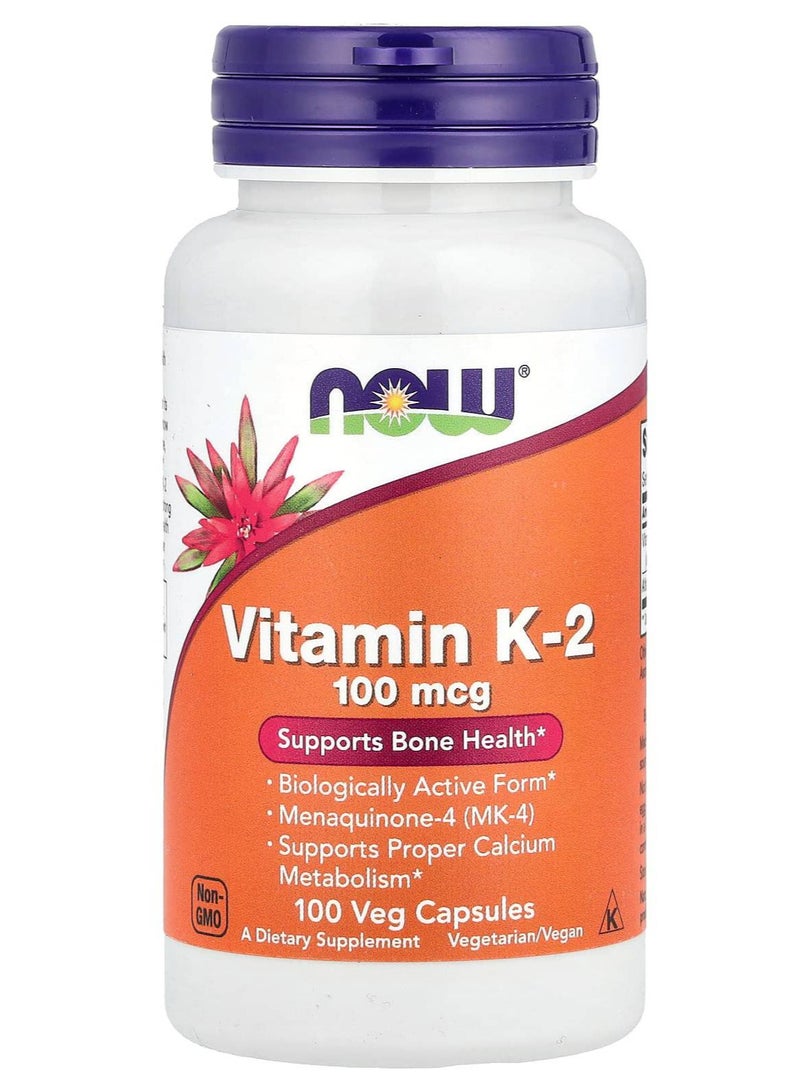 now Vitamin K-2, 100 mcg, 100 Veg Capsules - Image 1