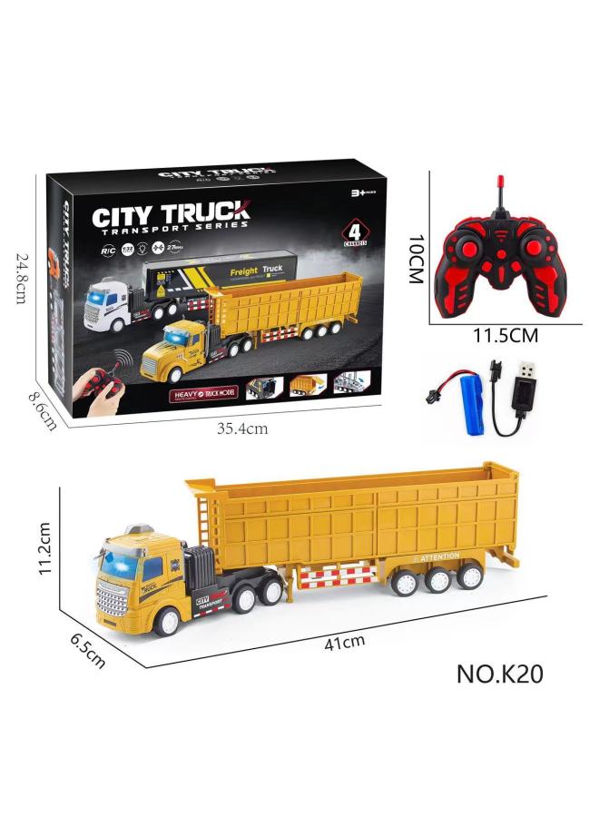 Electric Children's Toy Car Remote Control Trailer Semi-trailer Tractor Cargo Truck Truck Container Truck Truck Engineering-Color:Extra Large 42CM Flat Dump Truck-Proportion:Package 1: 1 Lithium Battery 1 Charging Cable  - Image 1