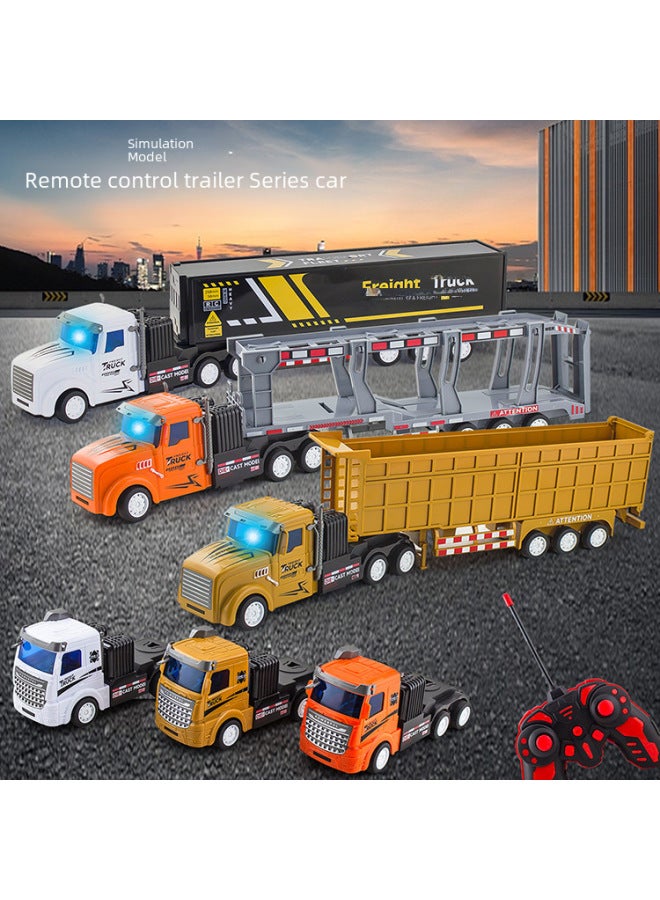 Electric Children's Toy Car Remote Control Trailer Semi-trailer Tractor Cargo Truck Truck Container Truck Truck Engineering-Color:Extra Large 42CM Flat Dump Truck-Proportion:Package 1: 1 Lithium Battery 1 Charging Cable  - Image 5