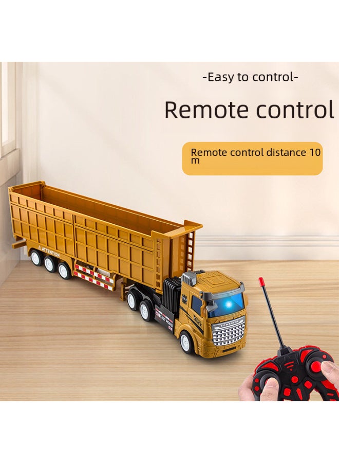 Electric Children's Toy Car Remote Control Trailer Semi-trailer Tractor Cargo Truck Truck Container Truck Truck Engineering-Color:Extra Large 42CM Flat Dump Truck-Proportion:Package 1: 1 Lithium Battery 1 Charging Cable  - Image 2