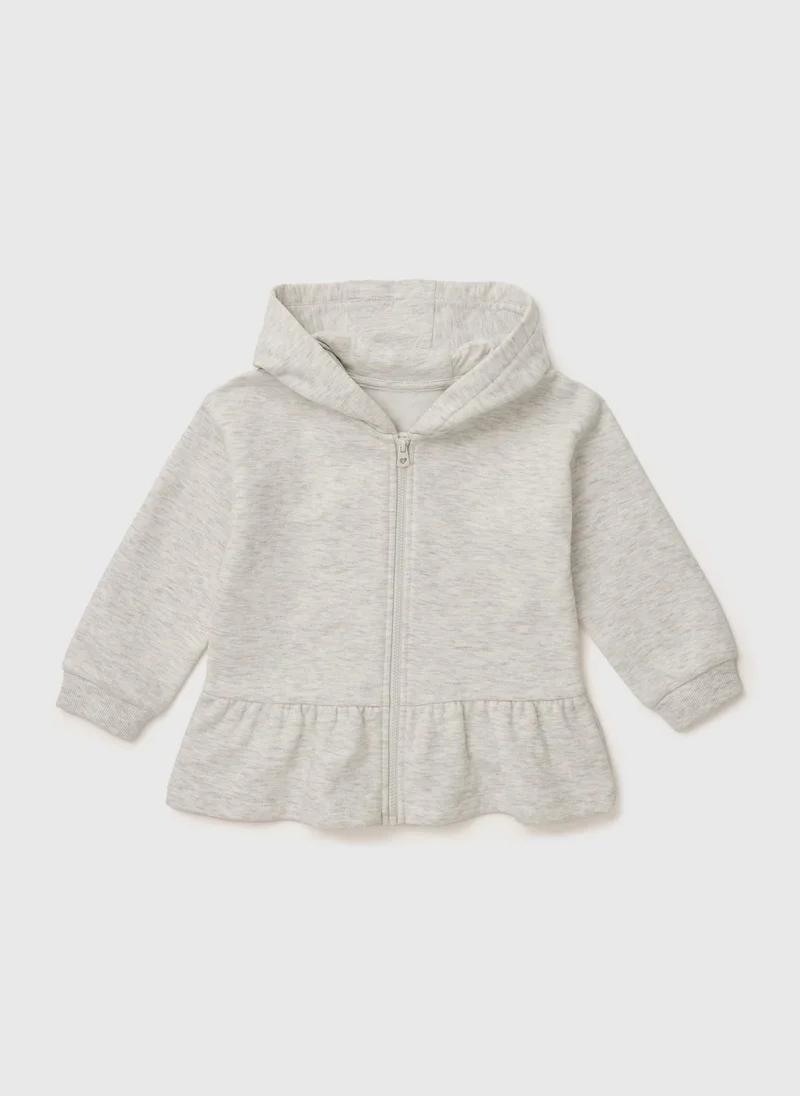 Matalan Grey Pink Heart Zip Up Hoodie