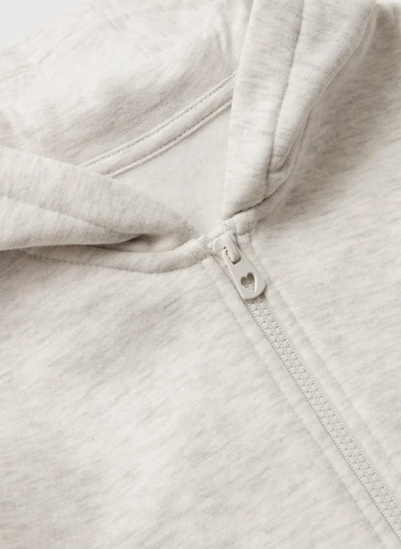 Matalan Grey Pink Heart Zip Up Hoodie