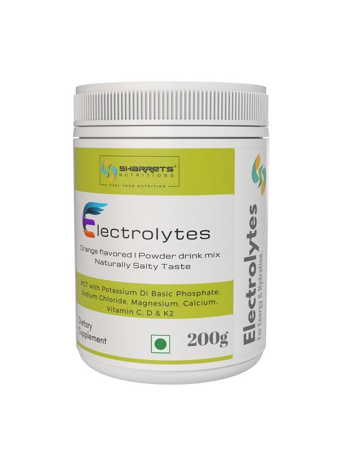 Sharrets - Electrolytes Powder 2 X 200G Orange Flavored - Mcts With Essential Minerals (K,P, Na,Cl, Mg,Ca) And Vitamins C, D, & K2 - For Intermittent Fasting, Keto, Energy, And Hydration. - Image 1
