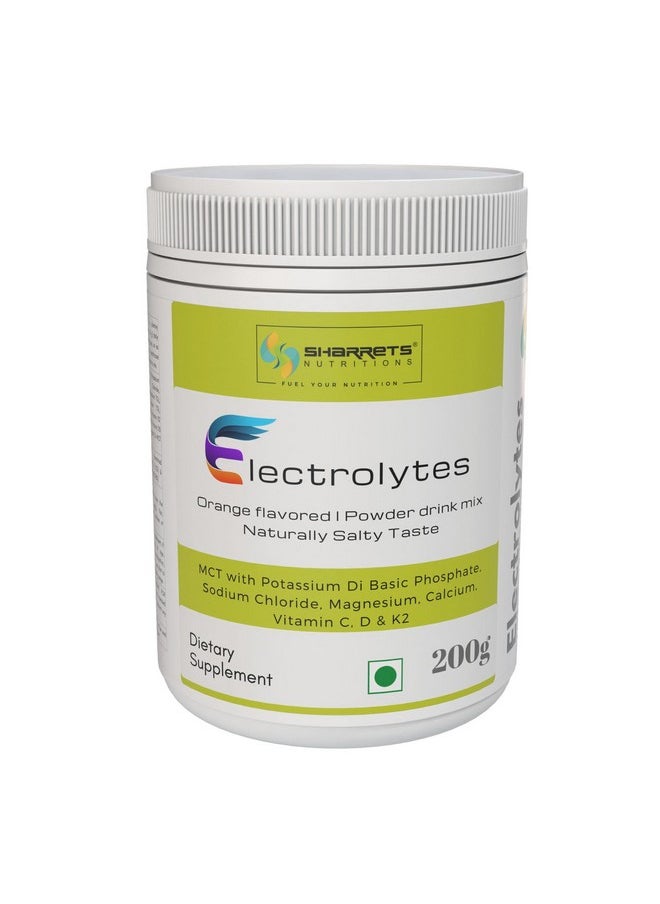 Sharrets - Electrolytes Powder 2 X 200G Orange Flavored - Mcts With Essential Minerals (K,P, Na,Cl, Mg,Ca) And Vitamins C, D, & K2 - For Intermittent Fasting, Keto, Energy, And Hydration. - Image 1