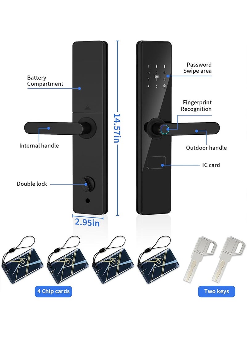 Yoawllty Smart Lock with Handle, WiFi Door Lock with Tuya APP Control, Door Locks with Keypads, Anti-Peeping Password with Auto Lock One Touch Unlock, 6068 Mortise(Black)  - Image 2