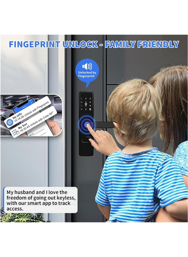 Yoawllty Smart Lock with Handle, WiFi Door Lock with Tuya APP Control, Door Locks with Keypads, Anti-Peeping Password with Auto Lock One Touch Unlock, 6068 Mortise(Black)  - Image 3