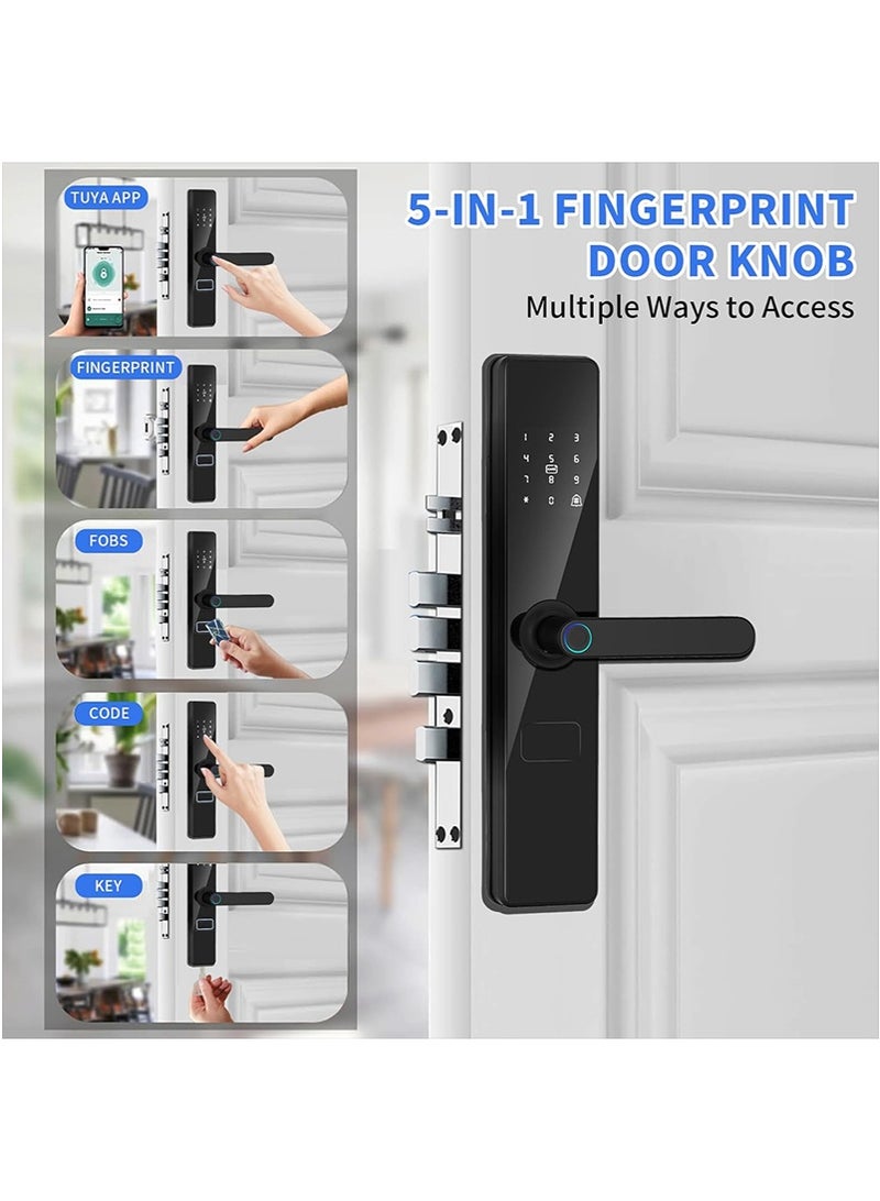 Yoawllty Smart Lock with Handle, WiFi Door Lock with Tuya APP Control, Door Locks with Keypads, Anti-Peeping Password with Auto Lock One Touch Unlock, 6068 Mortise(Black)  - Image 5