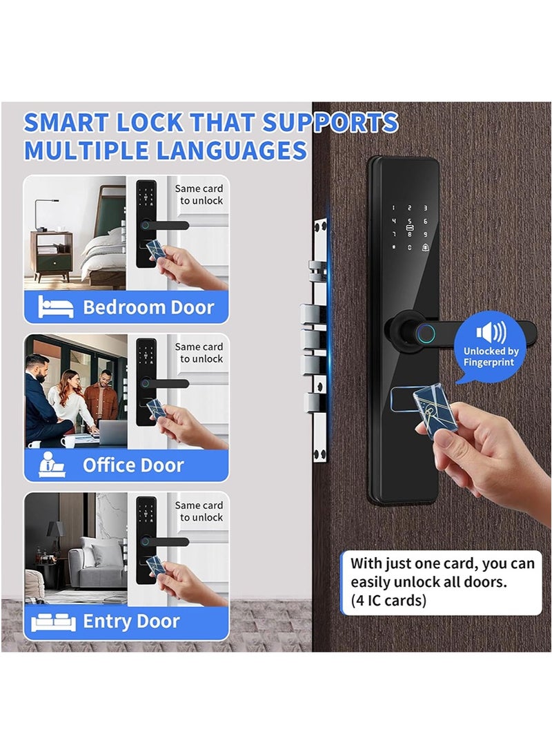 Yoawllty Smart Lock with Handle, WiFi Door Lock with Tuya APP Control, Door Locks with Keypads, Anti-Peeping Password with Auto Lock One Touch Unlock, 6068 Mortise(Black)  - Image 4