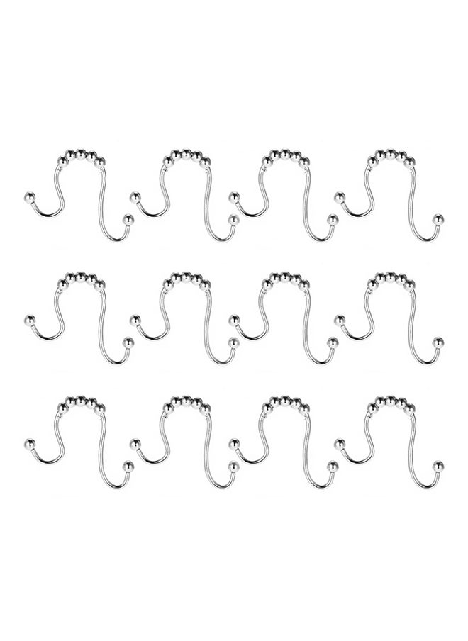 Generic - 12-Piece Rustproof Shower Curtain Hook Set Silver 0.378kg - Image 1