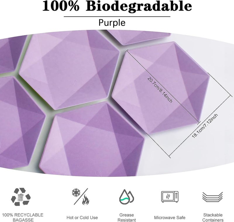 BangShou Disposable Paper Plates  30 Pack Compostable Plates Cake Plate  Green  Pink  Purple  Blue  Multicolour - Image 1