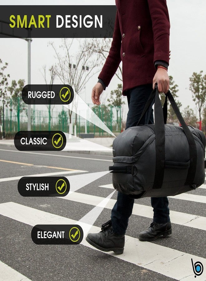 Bago Waterproof Duffel Bag Backpack For Men & Women - 3 Way Duffel Backpack for Travel Camping Gear & Sports - Heavy Duty Travel Duffle Bag Backpack With Straps - Travel Backpack for Men (Black) - Image 4