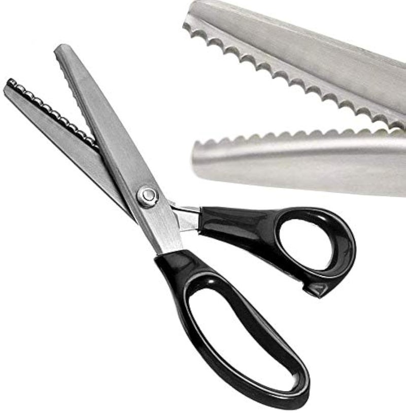 Serrated Scalloped Edge Pinking Shears Multifunction Stainless Steel Shears Tailor Scissors Professional ZigZag Cut Scissors Sewing Craft Cut Paper Clothing Fabric for Home 5mm Scalloped