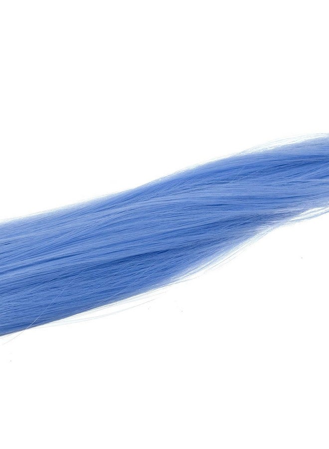 SWACC 12 Pcs Straight One Color Party Highlights Clip on in Hair Extensions Colored Hair Streak Synthetic Hairpieces (Dull Blue) - Image 4